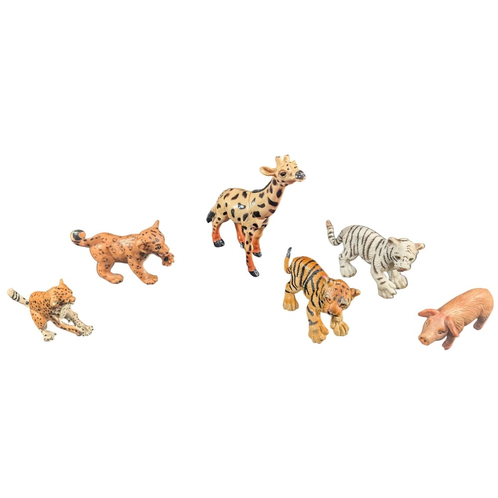 Vintage Safari Ltd Animal Figurine Lot 1990s Cheetah Leopard Tiger Giraffe Pig